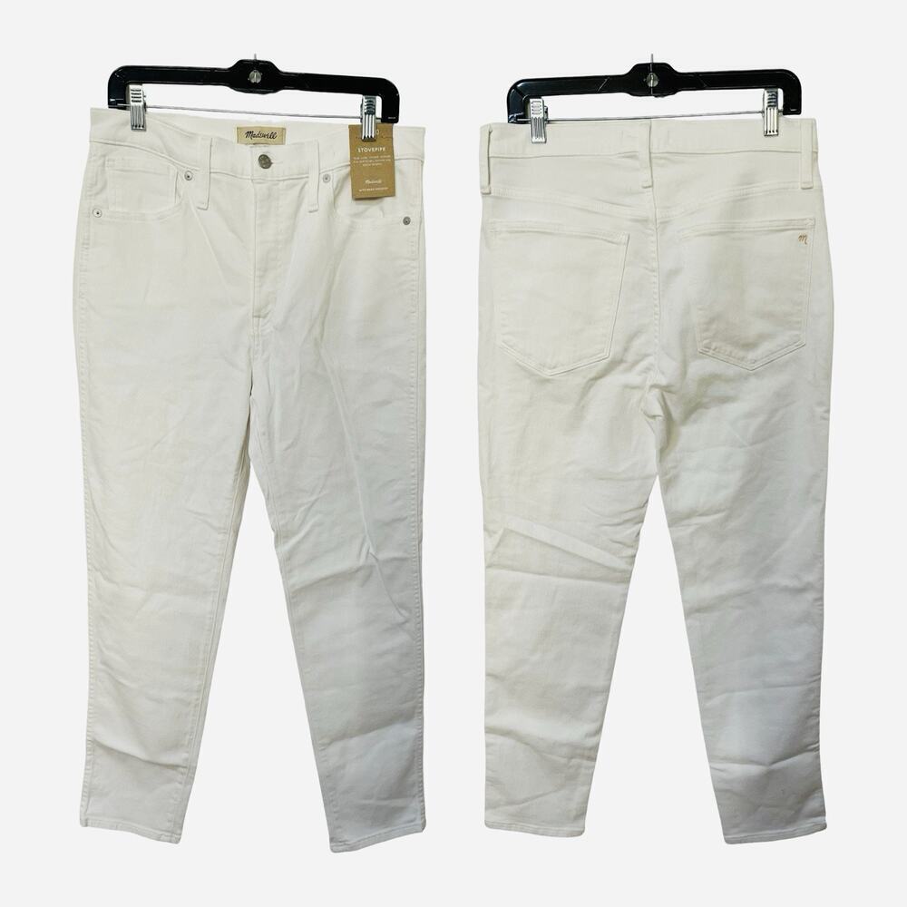 Madewell Womens Stovepipe High Rise Jeans Size 30 White Stretch Slim Straight